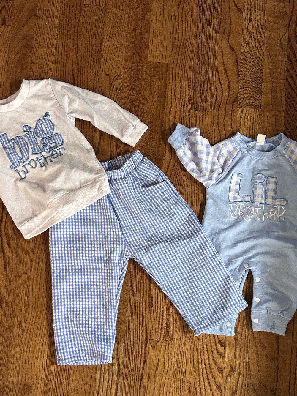 Baby Boys 'Big Brother' & 'Lil Brother' Outfit Set in Light Blue